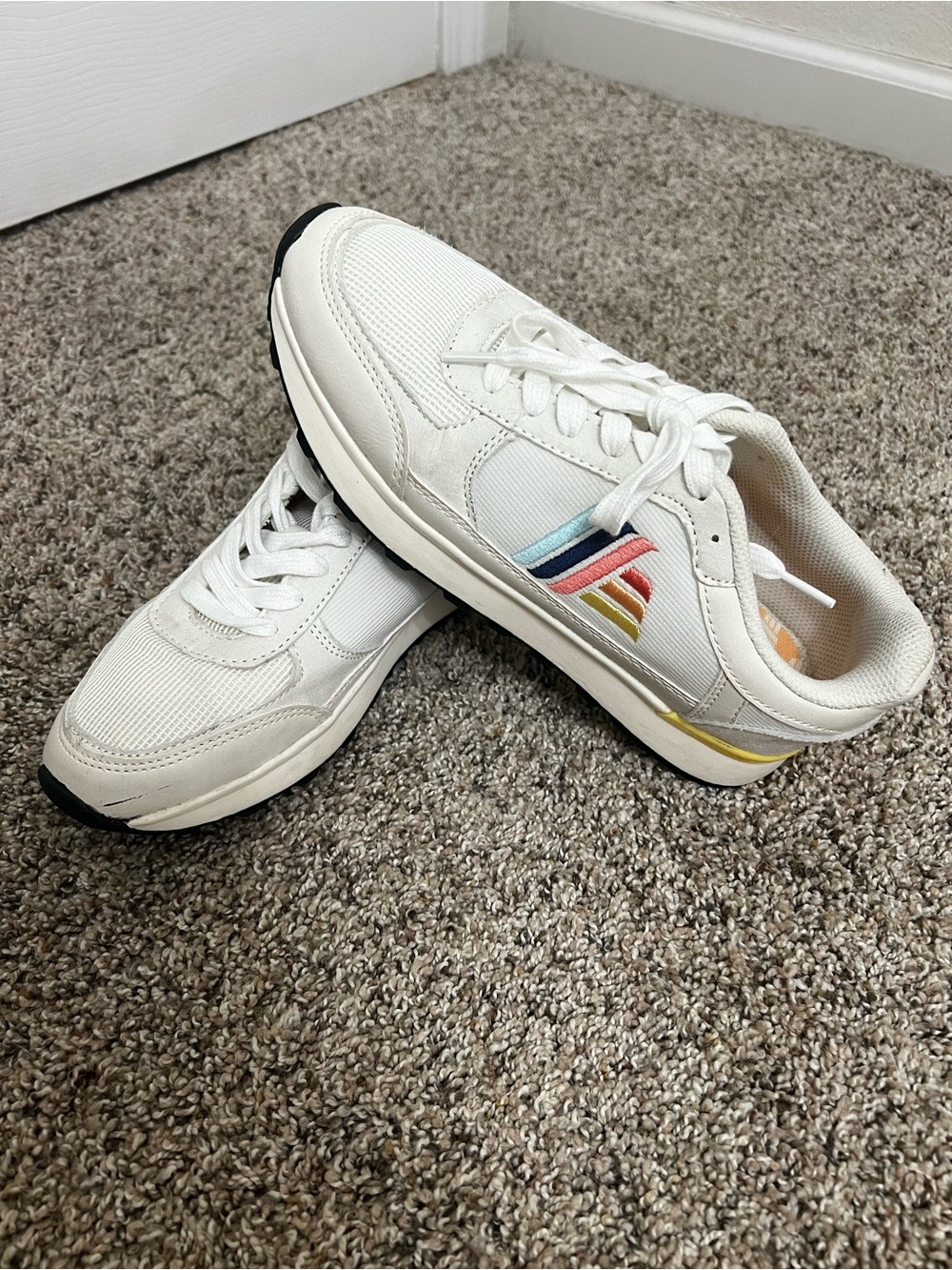 White Retro Sneakers with Pastel ALDI Detail